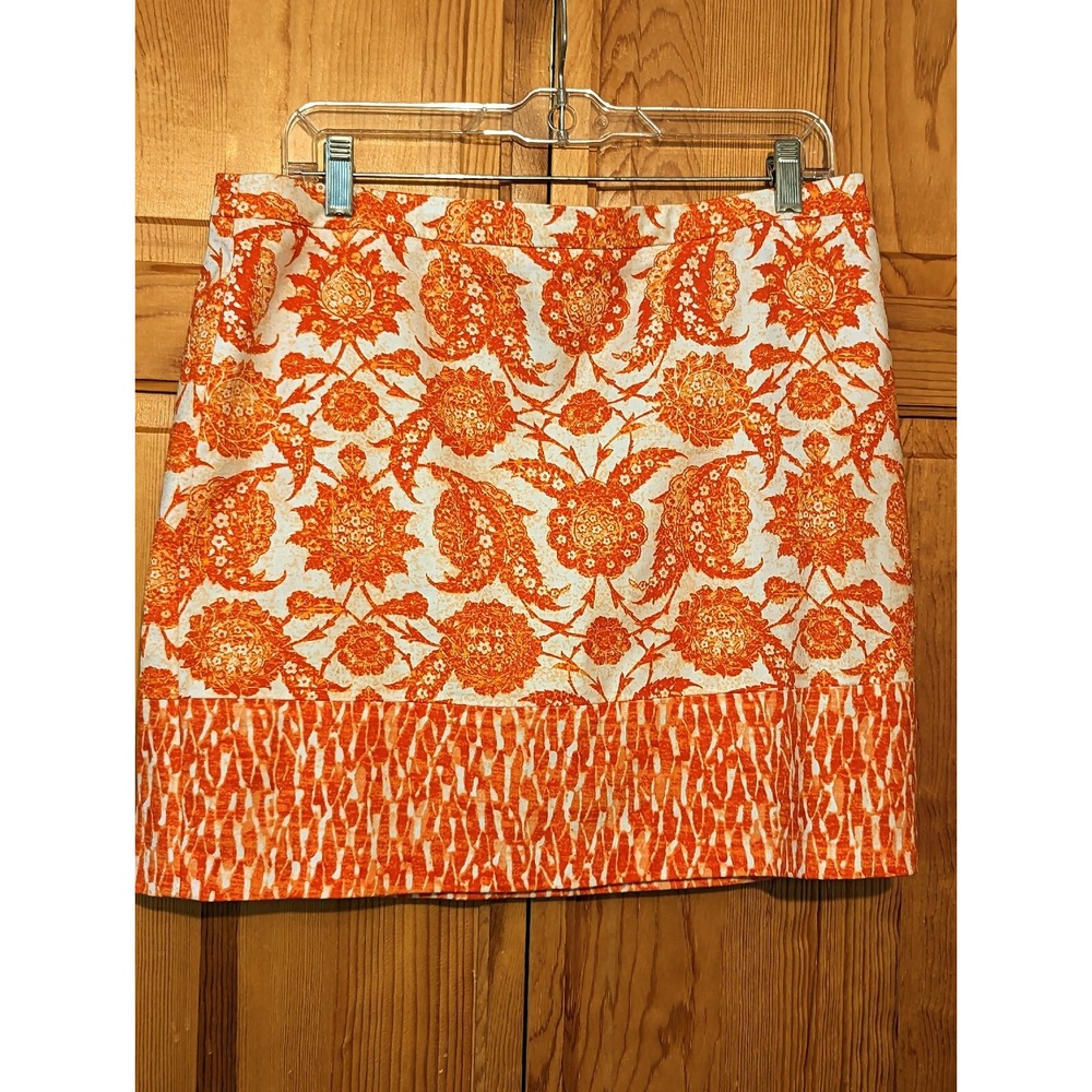 Michael Kors Mini Skirt 10 Orange Abstract Summer Resortwear